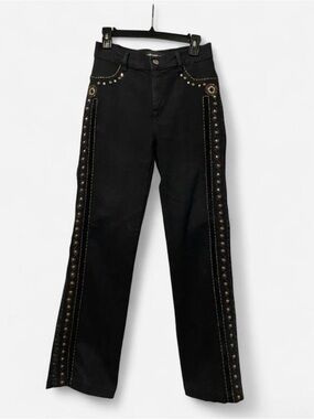 Embellished Black Wide-Leg Jeans with Stud Detail